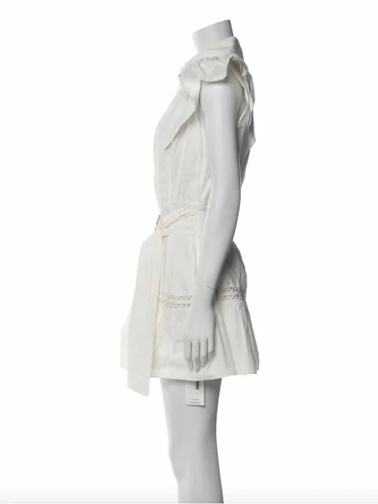 Ramy Brook White Eyelet Shirt Dress with Waist Tie - Picture 5 of 6